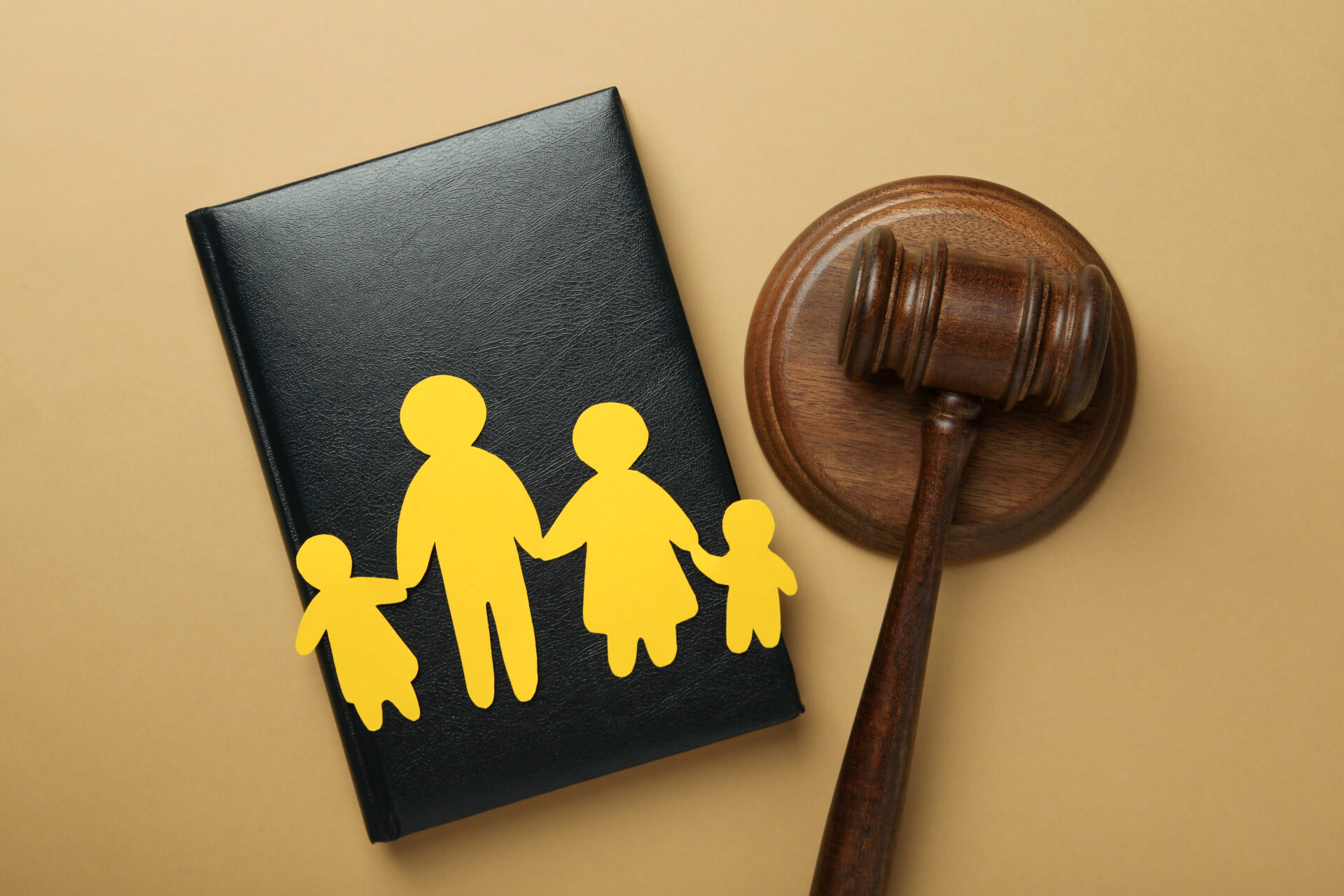Family law concept on light brown background